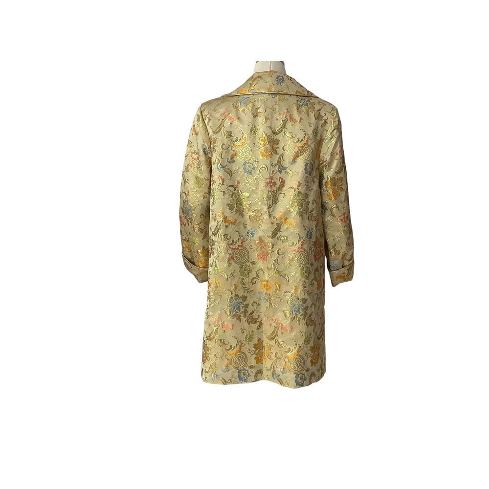 Vintage 90s Floral Metallic Cheongsam Coat - Made in USA - Picture 3 of 10